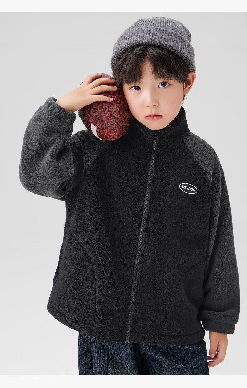 Zuo Xi Boys' Kids' Jacket Autumn 2025 New Double-Sided Fleece Warm Winter Coat Black 130 18